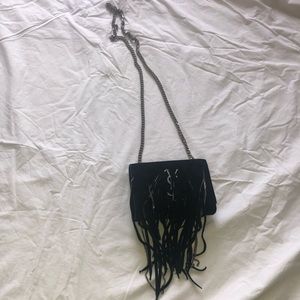 Black Fringe YSL Shoulder Bag